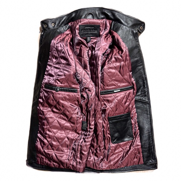 RARE “Golden Bear Sportwear” Black Genuine Leather Quilted Moto Biker Jacket - Picture 5 of 6